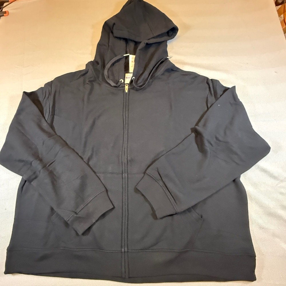 Auden Womens 1X Black Full Zip Hoodie Long Sleeve Sweatshirt EL5Z0X NWT 2506